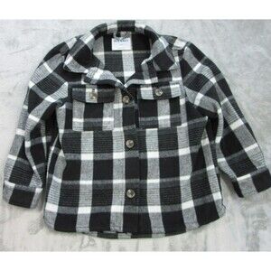 Old Navy Jacket Women's Size 8 Medium Buttoned Front Plaid Black White Pockets